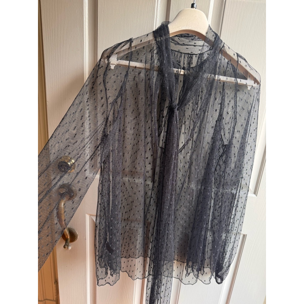 Vintage La Perla Polka Dot Blouse & Silk Cami Set Size L Black - Picture 6 of 13